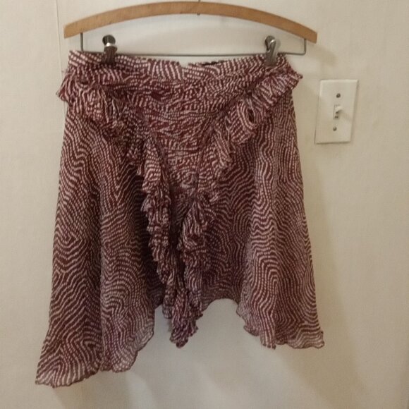 Isabel Marant Sz 40FR/US 8 tiered shorter skirt white red pattern - Picture 1 of 5